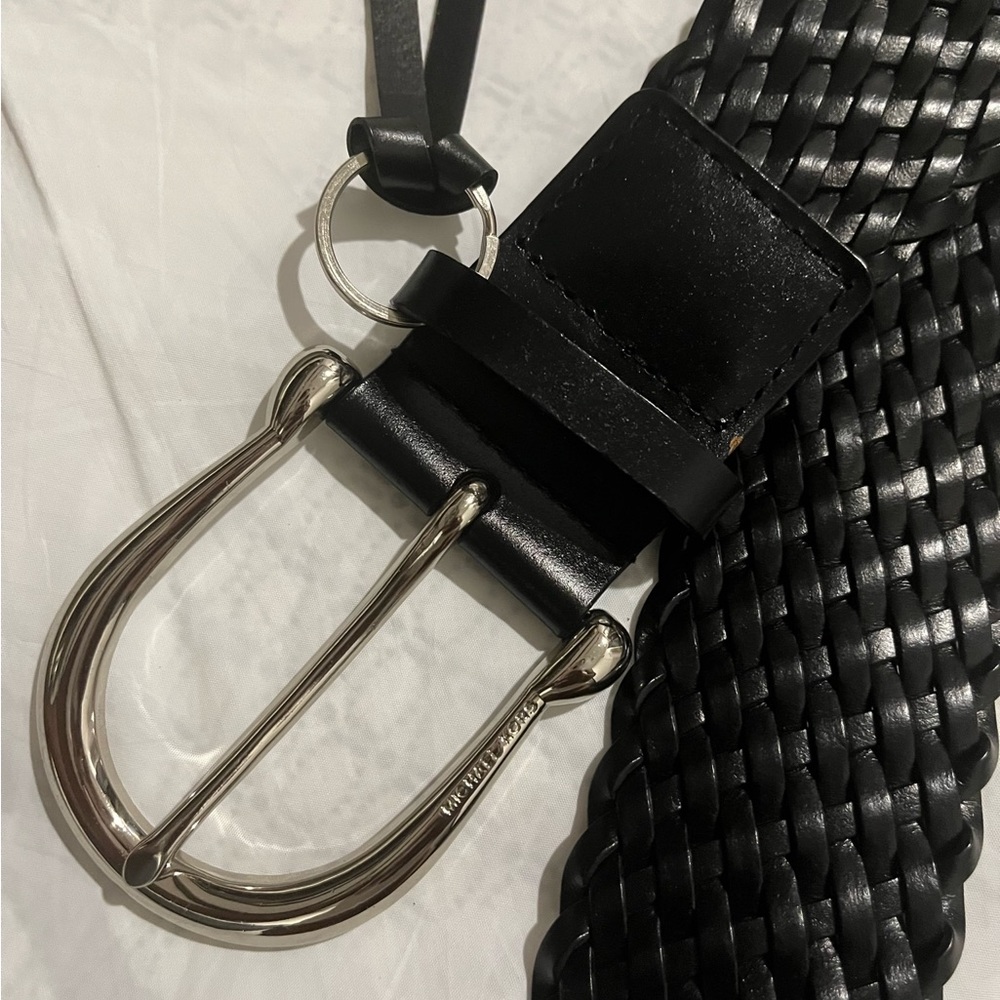 Michael Kors Black Braided Leather Belt